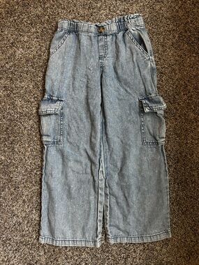 Cat & Jack Light Blue Denim Elastic Waist Cargo Pants